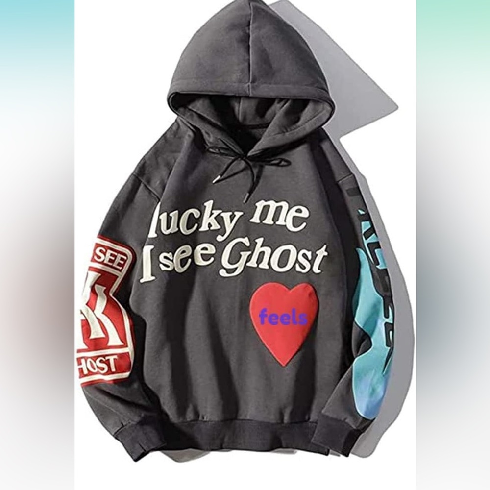 [NWOT] Unisex Lucky Me I See Ghost Dark Brown Gray Hoodie